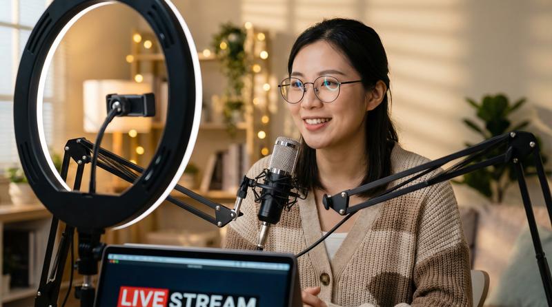 抖音风原创视频-美女主播直播间